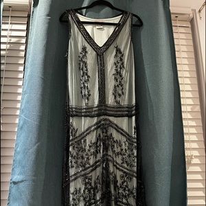 Blue beaded evening gown, size 16